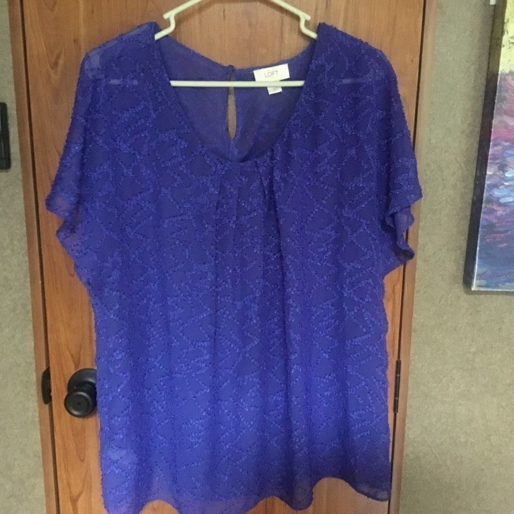 NWOT Loft Brand Royal Blue S/S Blouse Women’s XL